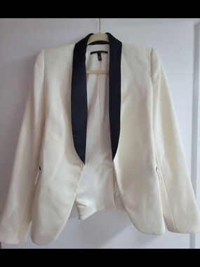 Victoria's Secret Cream Blazer with Black Satin Collar